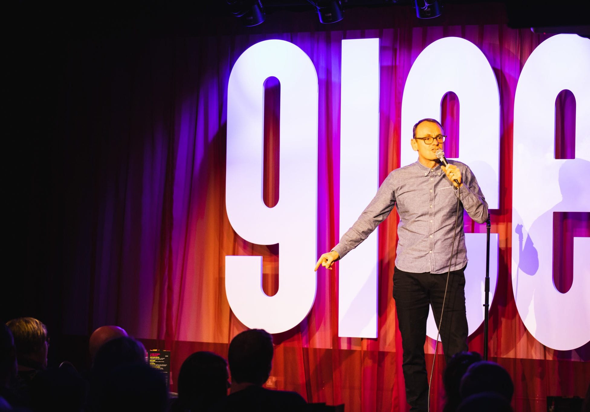 Glasgow Comedy - The Glee Club Glasgow - photo of Sean Lock on stage